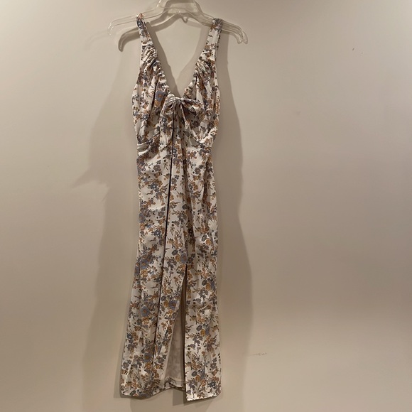 Abercrombie & Fitch Women’s Small Cinched Neck Slip Midi Dress Side Slit - Picture 9 of 10